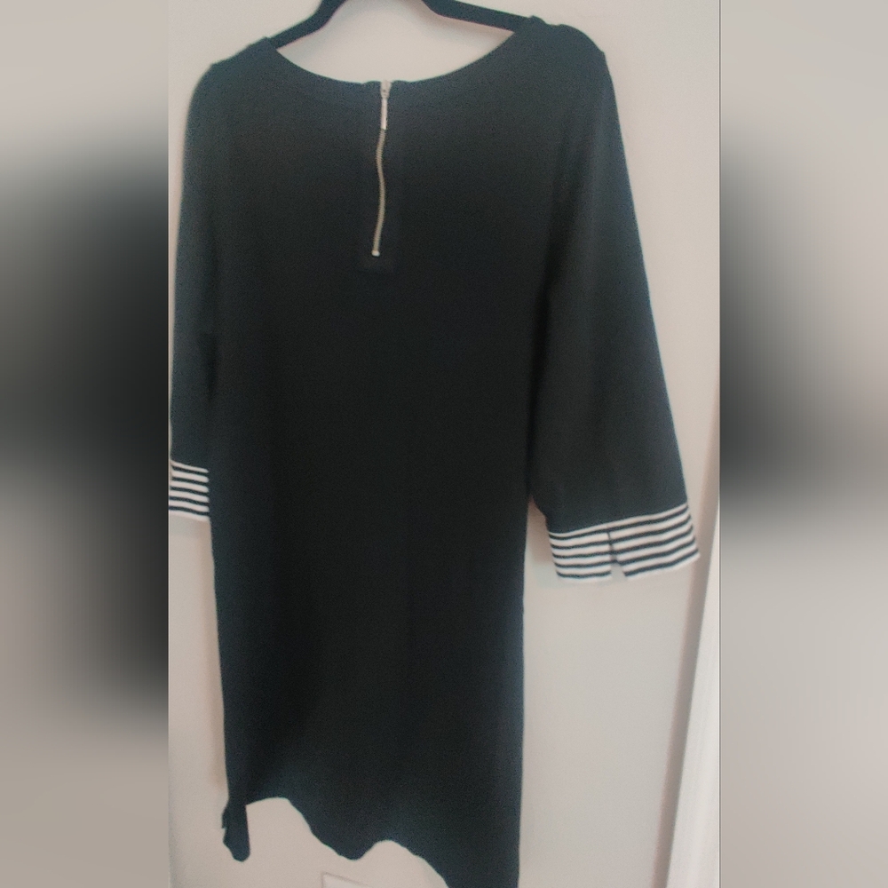 Tommy Bahama Black A-line Dress with Striped Sleeves Sz XL - Picture 4 of 6